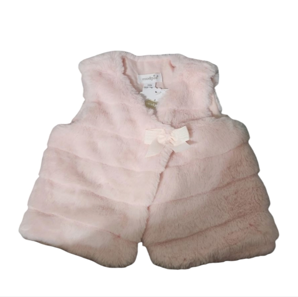 Mudpie Infant 3-6 month Faux Fur Pink Vest